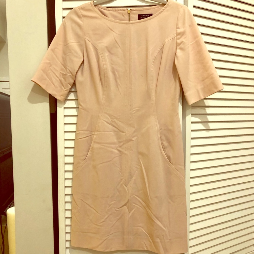 Tahari Arthur S. Levine blush pink sheath dress